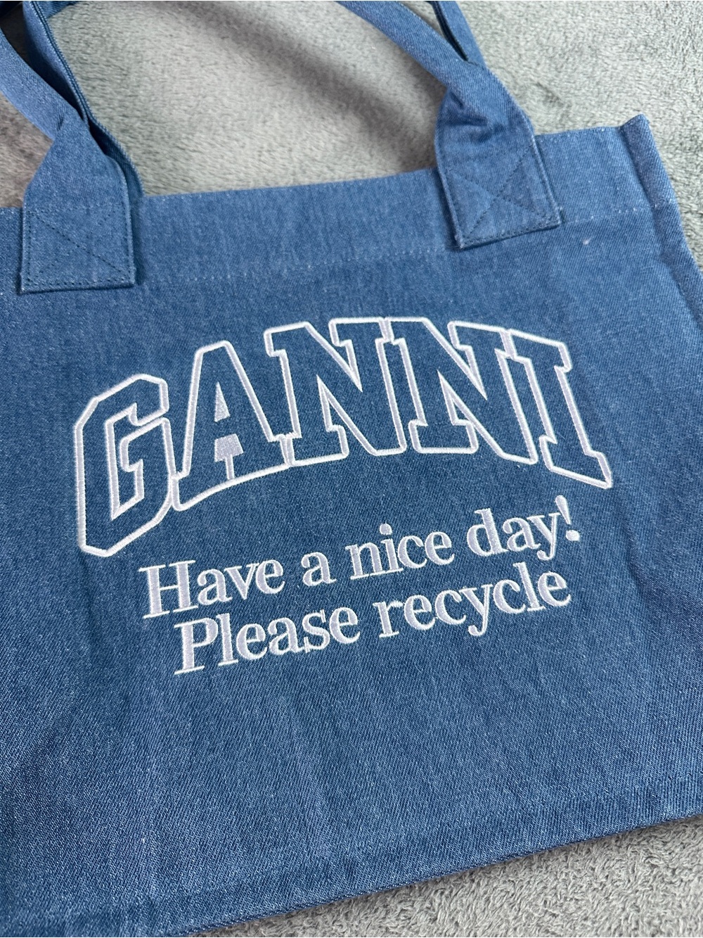 Ganni denim Blue Canvas Tote bag - Picture 4 of 7